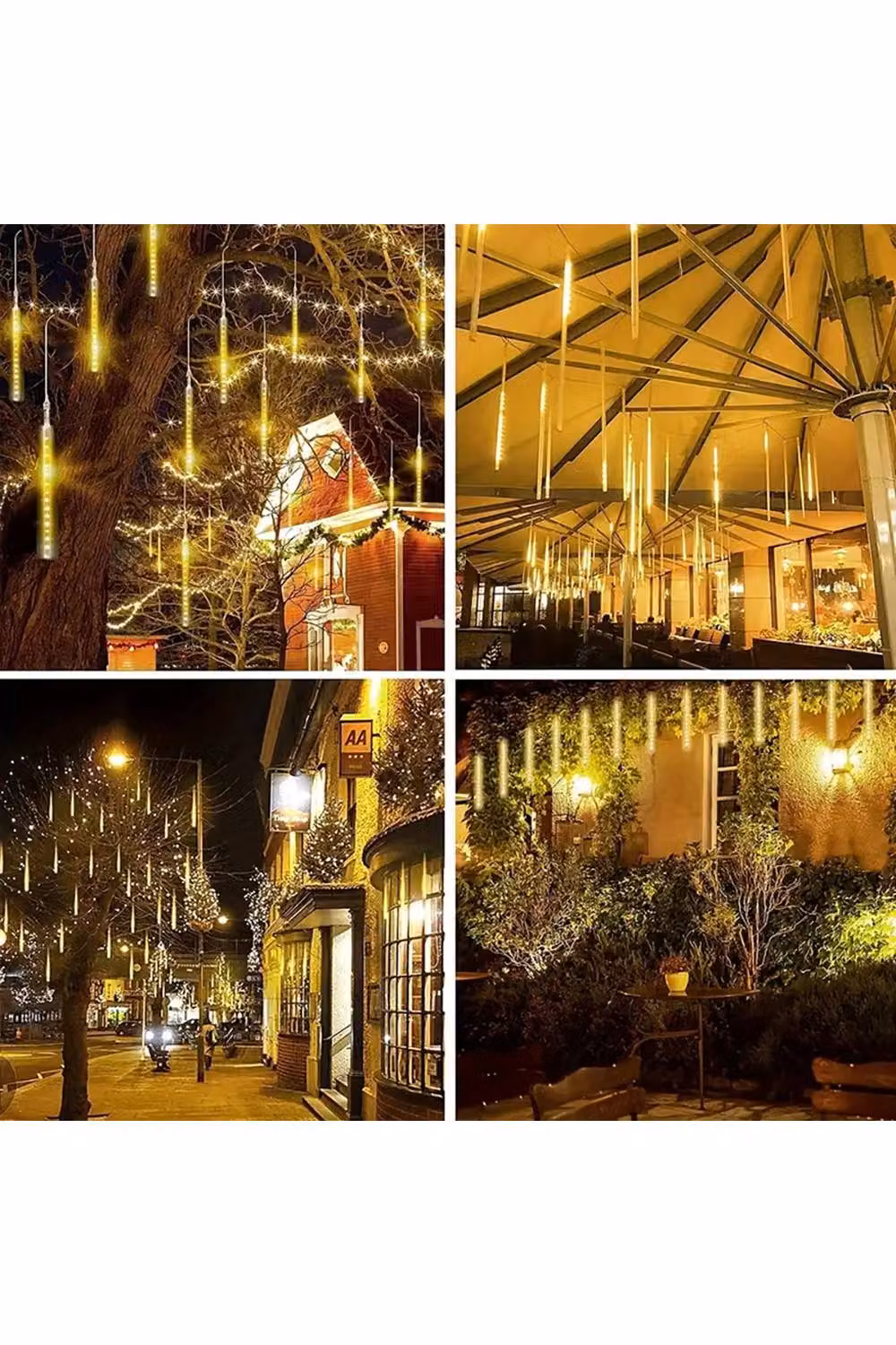 Living and Home Solar-Powered White LED Meteor Shower String Lights with Remote Control, Dusk Sensor and Timer – 2