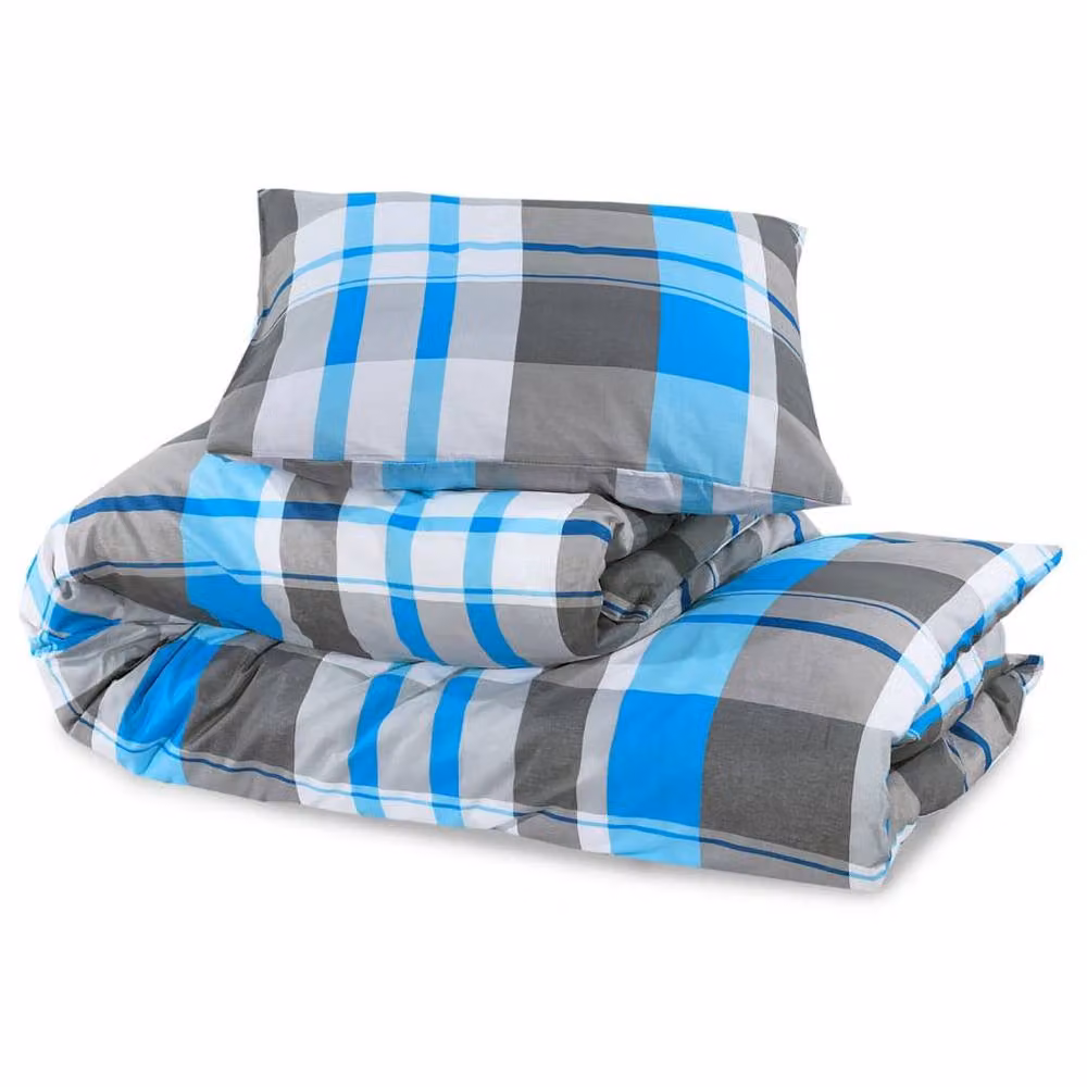 Berkfield Home Checked Cotton Duvet Cover and Pillowcase Set in Blue and Grey, 200 x 200 cm – 4