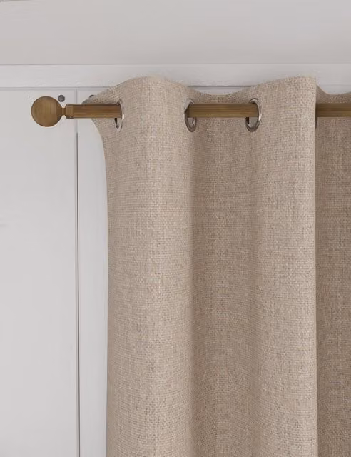 M&S Isabelle Eyelet Blackout Curtains, Beige, H: 137 cm x W: 117 cm