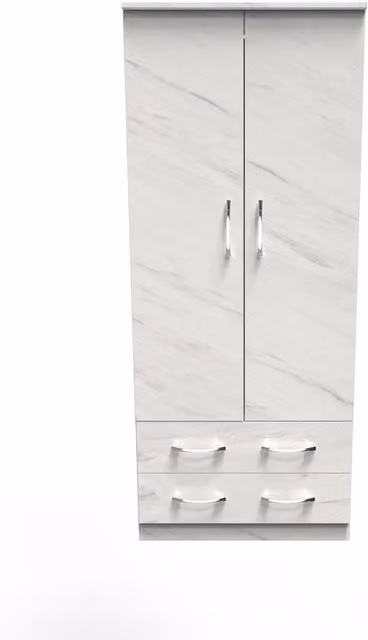 2 U Hampshire Ready Assembled 2 Door 2 Drawer Wardrobe in White
