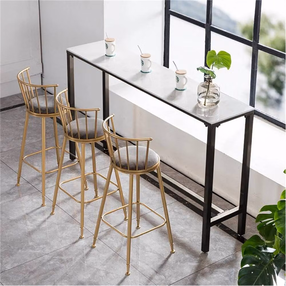 Nordara Modern Marble Top High Bar Table in White and Black, W/D/H: 105 x 40 x 40 cm – 4