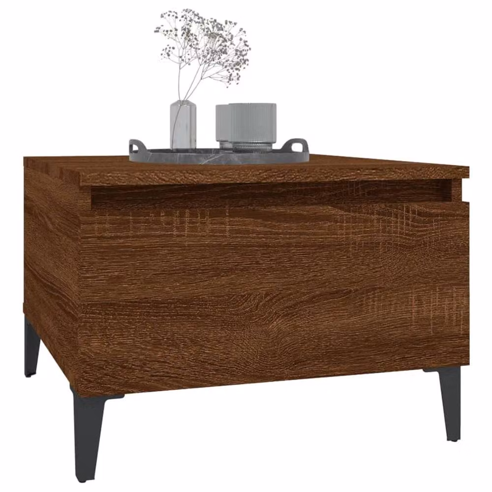 Berkfield Home Brown Oak Side Table, W: 50 cm, D: 46 cm, H: 35 cm – 3