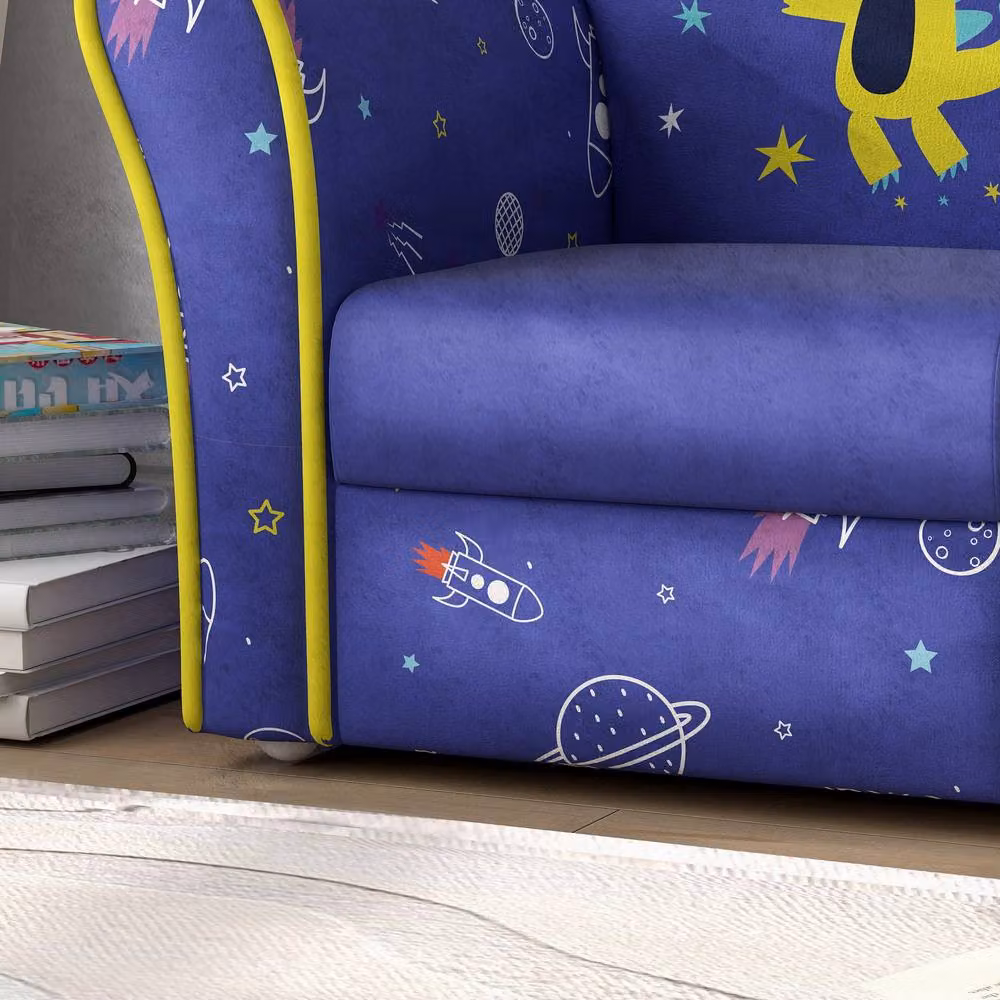 STILVORA Kids Armchair with Blue Fabric Upholstery and Solid Wood Frame – 10