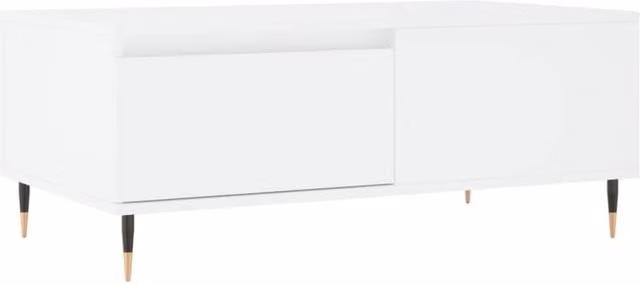 Berkfield Home Modern White Rectangular Coffee Table, W/D/H: 90 x 50 x 36.5 cm