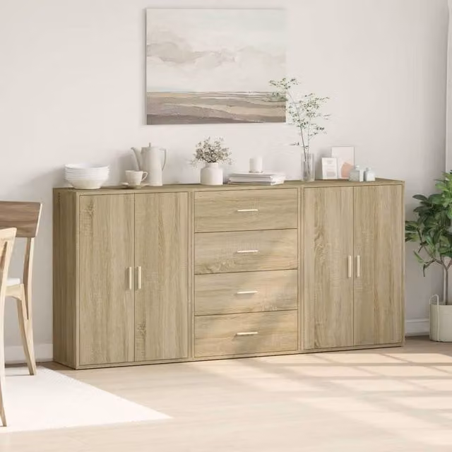 Berkfield Home 3-Piece Sonoma Oak Sideboard Set in Light Tan, W/D/H: 60 x 31 x 84 cm – 1