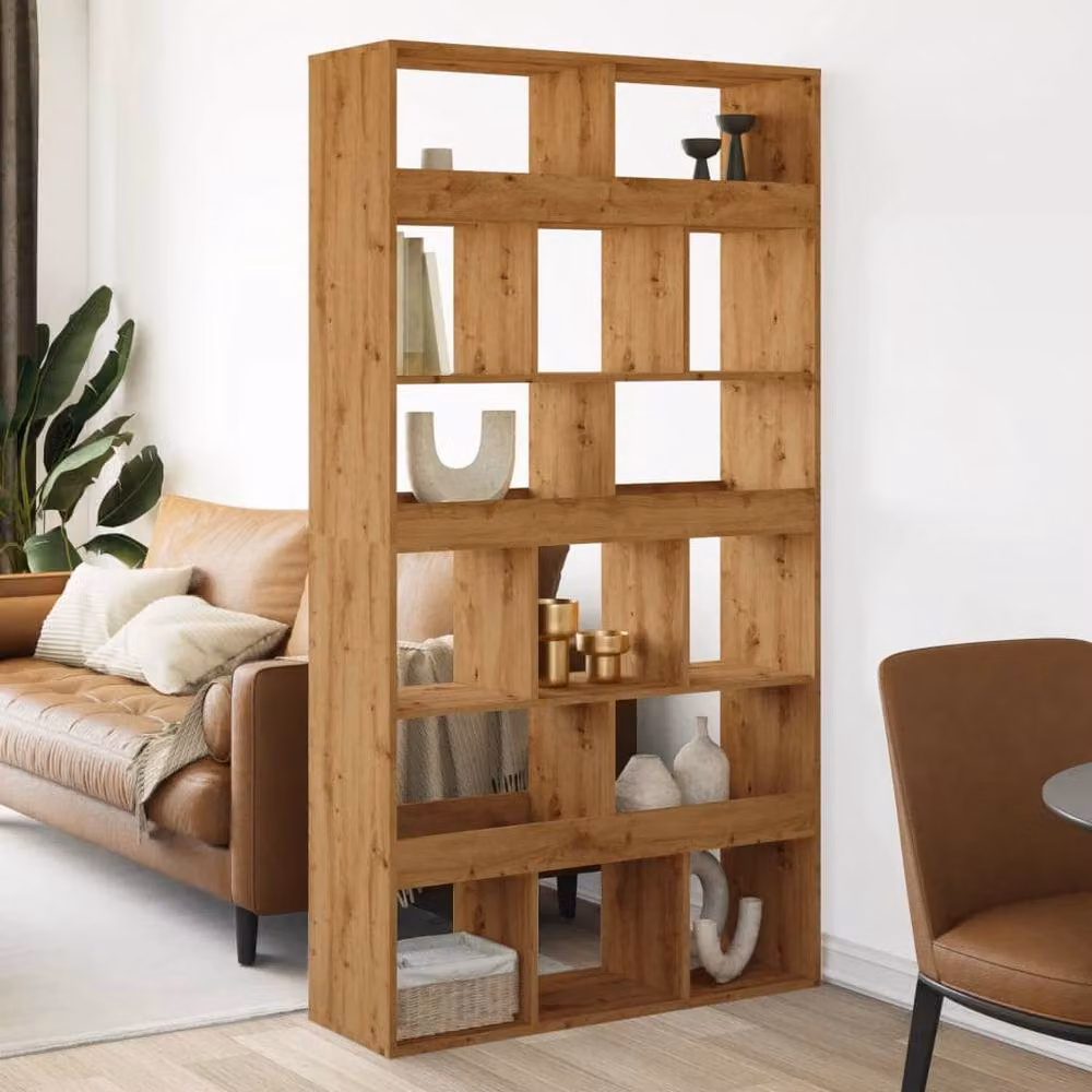 Berkfield Home Artisan Oak Room Divider in Brown, W/D/H: 100 x 33 x 187.5 cm – 2