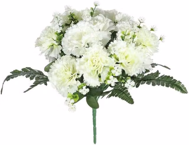 KDMD Cream Pembroke Mixed Carnation Floral Bunch in White
