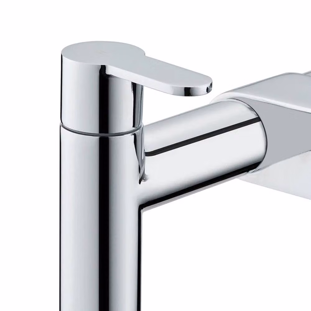 Kelvenix New Waterfall Bathroom Square Bath Mixer Tap Set in Chrome Silver