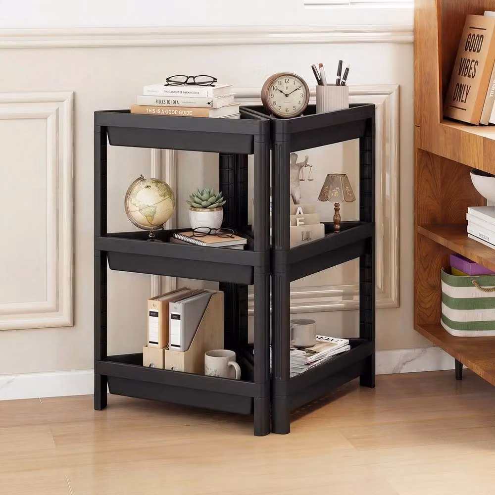 VOGREX 2-Pack 3-Tier Freestanding Corner Shower Caddy in Black – 4