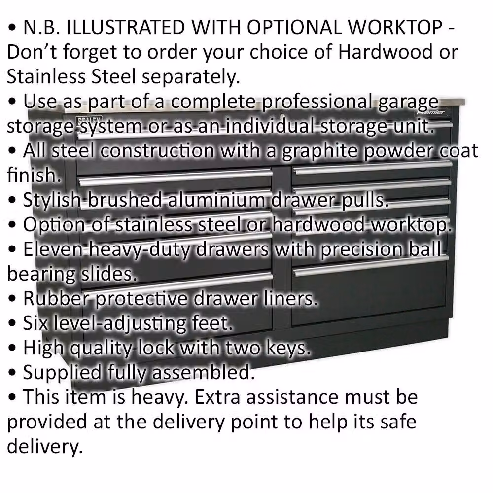Loops Heavy Duty Modular Floor Cabinet in Grey with 11 Locking Drawers, Steel Construction, H 155.0 cm x W 61.0 cm x D 95.5 cm – 2