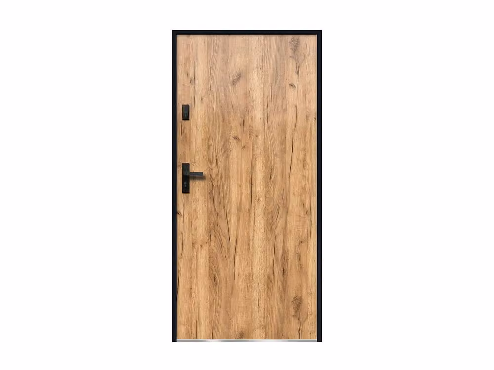 Vente-unique Full Panel Steel Front Door in Light Oak Effect, Right-Hand, H: 207 cm, W: 100 cm – 2