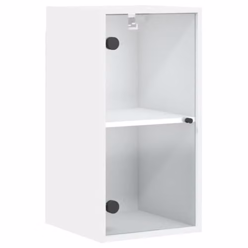 vidaXL Wall Cabinet with Glass Doors, White, W/D/H: 35 x 37 x 68.5 cm