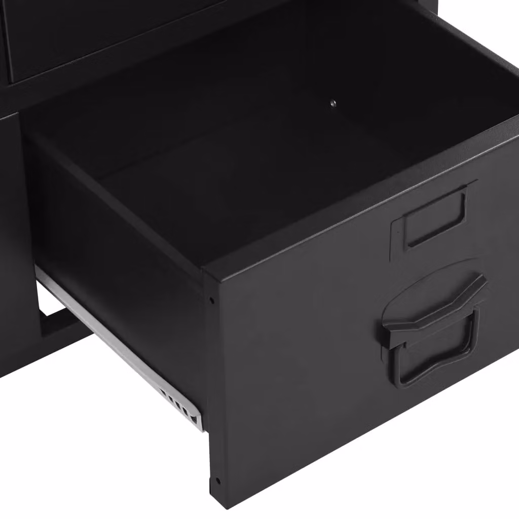 Berkfield Home Office Industrial Cabinet in Black with Glass Doors, W/D/H: 75 x 40 x 120 cm – 4