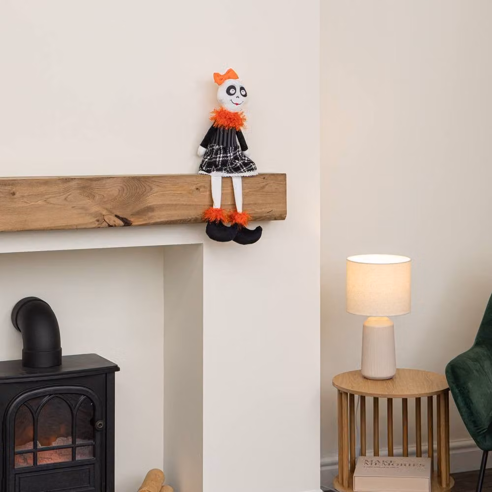 Samuel Alexander Mrs Bones Seated Halloween Tabletop Decoration with Dangly Legs, Multicolour, Height: 55 cm – 2