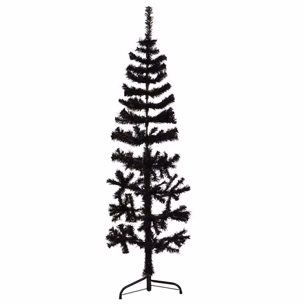 Berkfield Home Slim Artificial Half Christmas Tree with Stand, Black, Height: 120 cm – 2