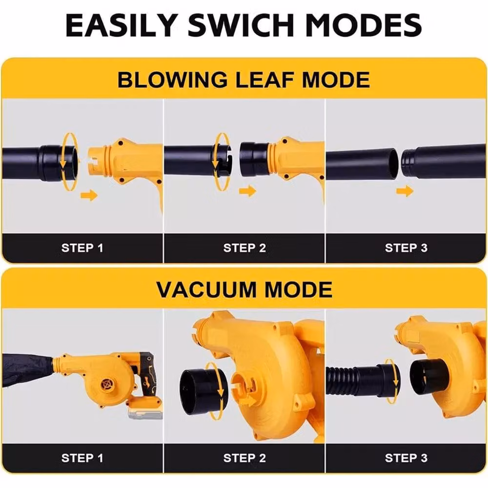 Nordara 2-in-1 Rechargeable Electric Leaf Blower and Vacuum in Yellow – 4