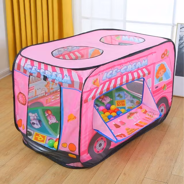 Lifeideas Pink Ice Cream Truck Themed Foldable Play Tent for Kids