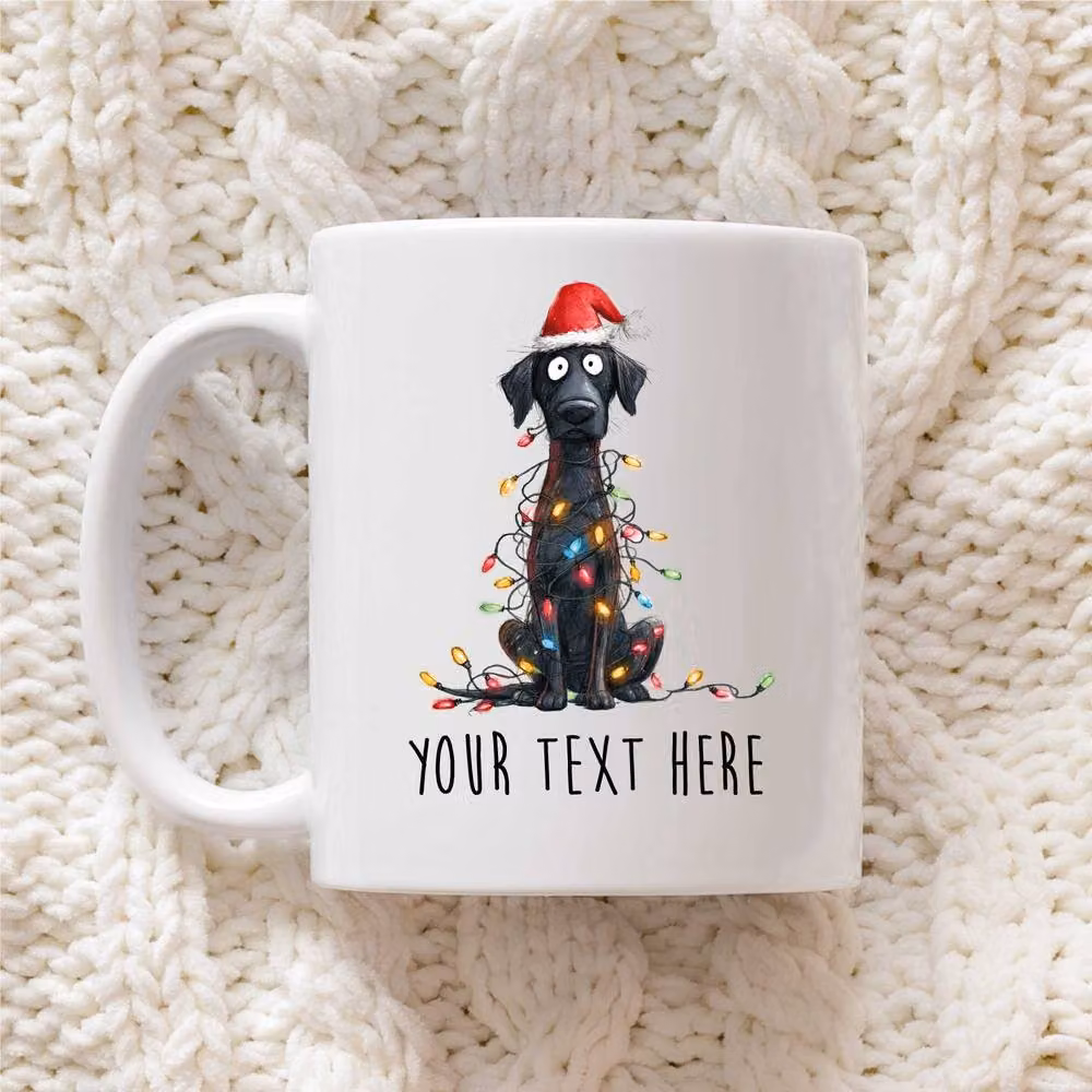 60 SECOND MAKEOVER Personalised Labrador Christmas Lights Santa Hat Ceramic Mug in White – 2