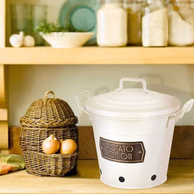 The Mia White Metal Potato and Onion Box W/D/H: 38.0 x 29.0 x 35.0 cm – 1