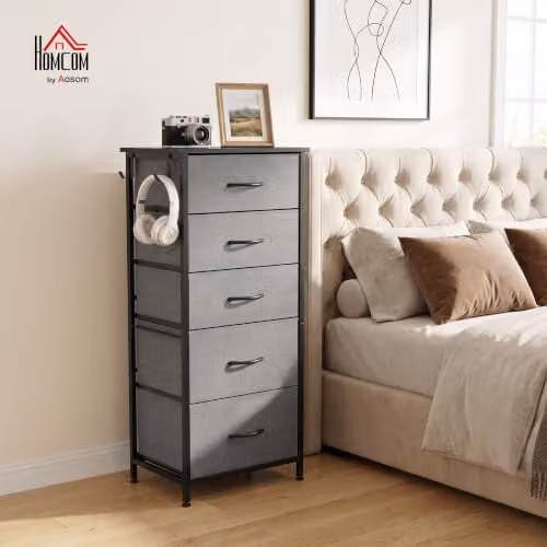 HOMCOM Modern Grey Wall Mounted Chest of Drawers for your Bedroom – 2
