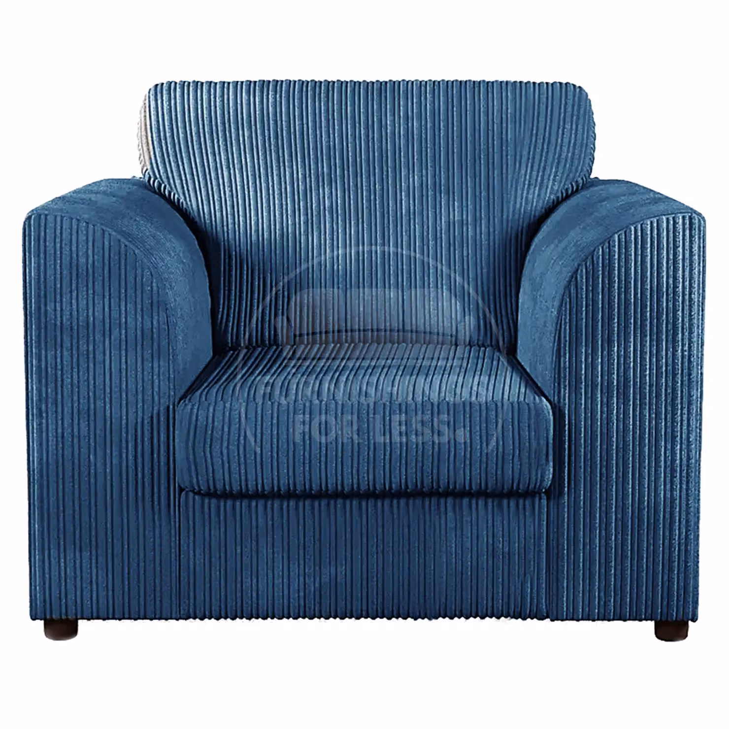 Furnishings For Less UK Luxor 3 Piece Sofa Suite in Blue Jumbo Cord Fabric with 3 Seater Sofa and 2 Armchairs – 3