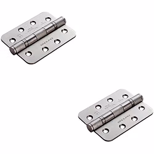 Loops 2 Pack of 13 Ball Bearing Hinges in Satin Stainless Steel, H 102 mm x W 76 mm x D 3 mm