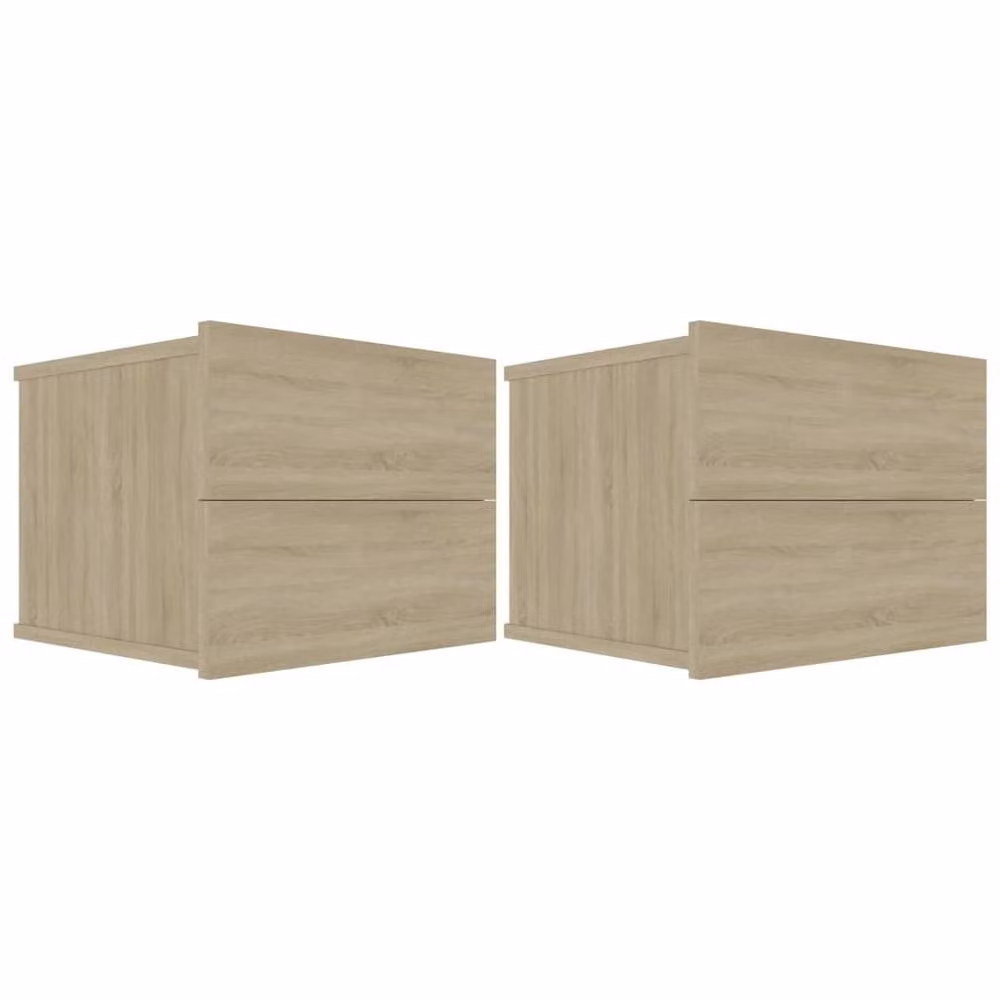 Berkfield Home Elegant Bedside Cabinets, 2 Piece Set in Sonoma Oak and Beige, W/D/H: 40 x 30 x 30 cm – 2