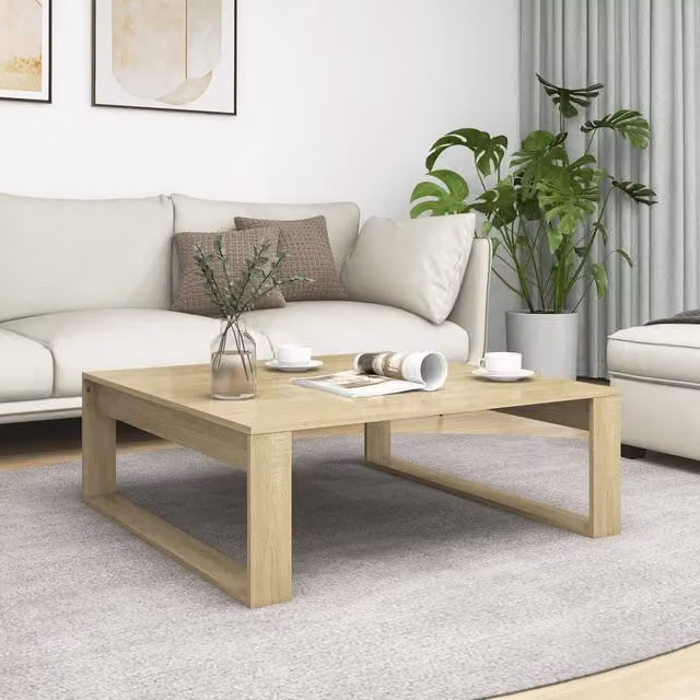 Berkfield Home Sonoma Oak Coffee Table in Brown, W/D/H: 100 x 100 x 35 cm – 1