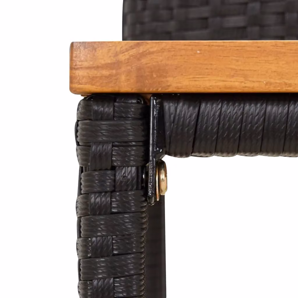 Berkfield Home 7 Piece Garden Bar Set in Black Poly Rattan and Solid Acacia Wood – 3