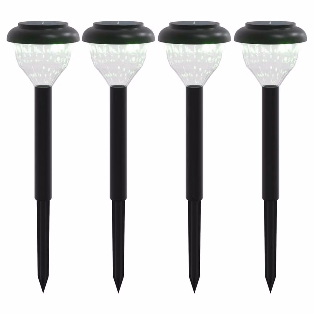 Berkfield Home Solar Pathway Lights with Ground Spikes, 4 Pack, Black with Warm White and RGB Colour Options – 2