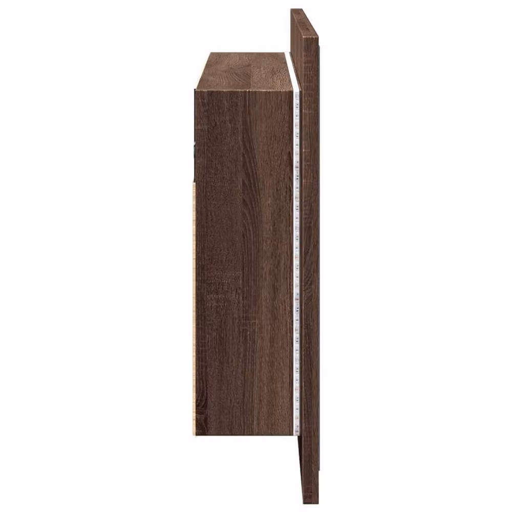 Berkfield Home LED Bathroom Mirror Cabinet in Brown Oak, W/D/H: 90 x 12 x 45 cm – 5