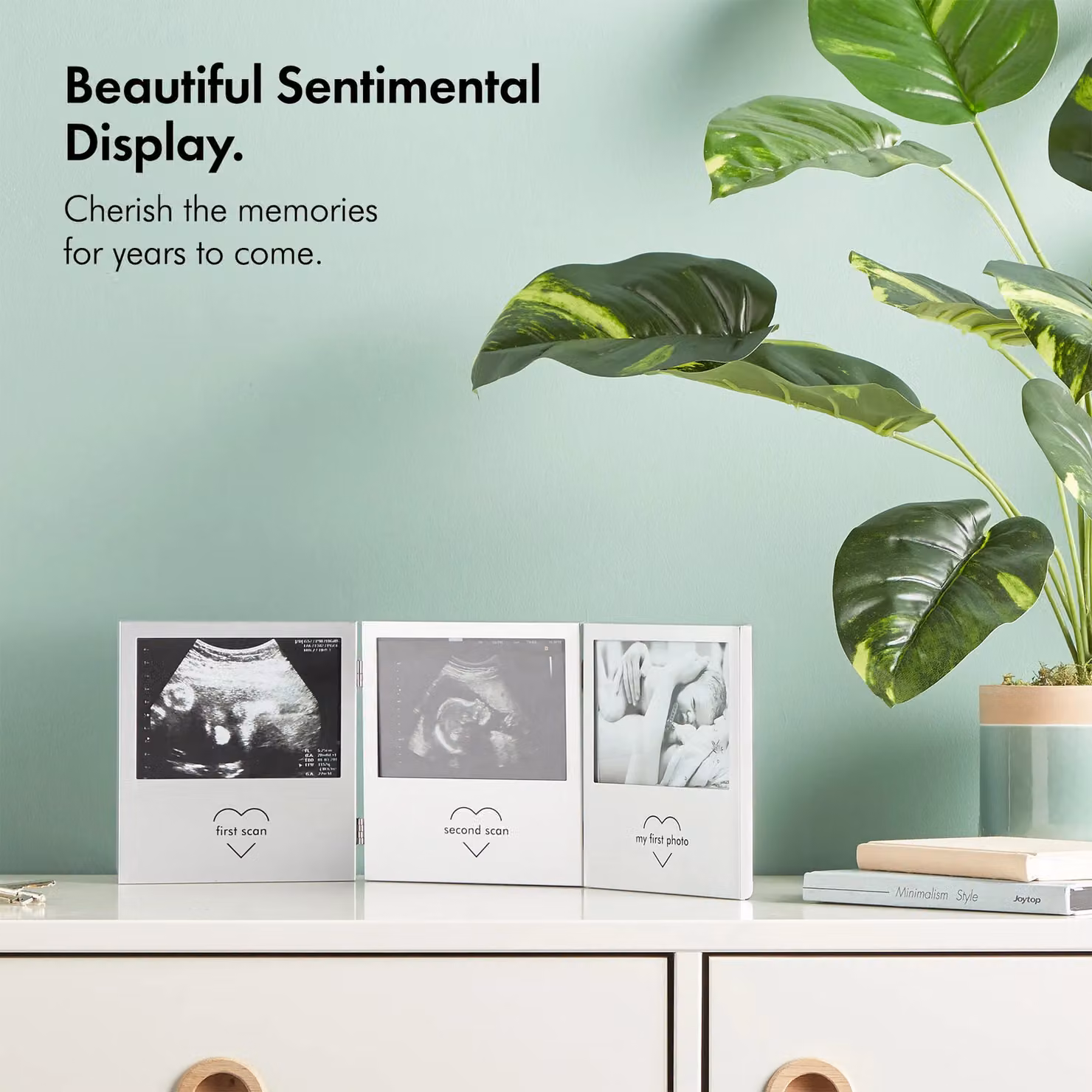 VonHaus Multi-Photo Baby Scan Photo Frame in Silver, Rectangular and Freestanding for Baby Showers and Gender Reveals – 2