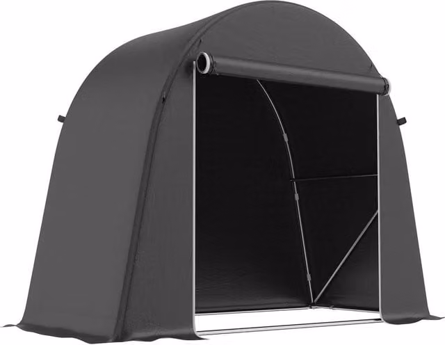 FLAVORA Grey Curved Outdoor Storage Shed Tent with Galvanised Steel and Polyester Construction – 1