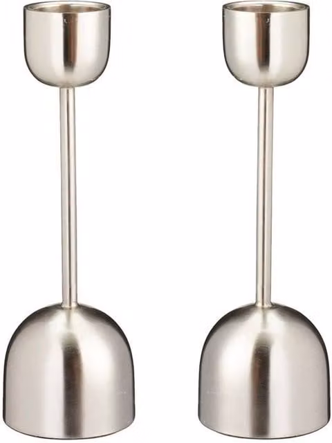 EONLION Silver Metal Taper Candlestick Bell Candle Holder Stand, Set of 2, Height: 25 cm