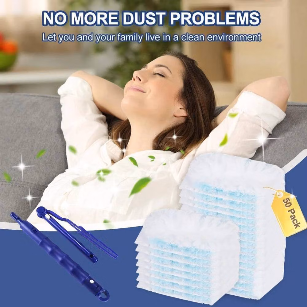 FLAVORA Extendable Long Handle Microfibre Duster Kit in White, W/D/H: 100 x 15 x 15 cm – 4