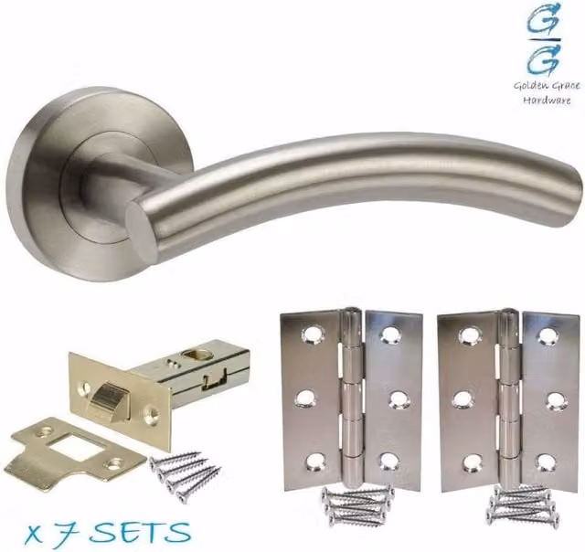 Golden Grace Chrome Arched T-Bar Internal Door Handle Set with Round Rose