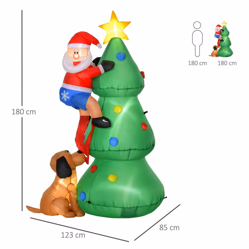 STILVORA Inflatable Green Christmas Tree with LED Lights, Height: 180 cm – 3