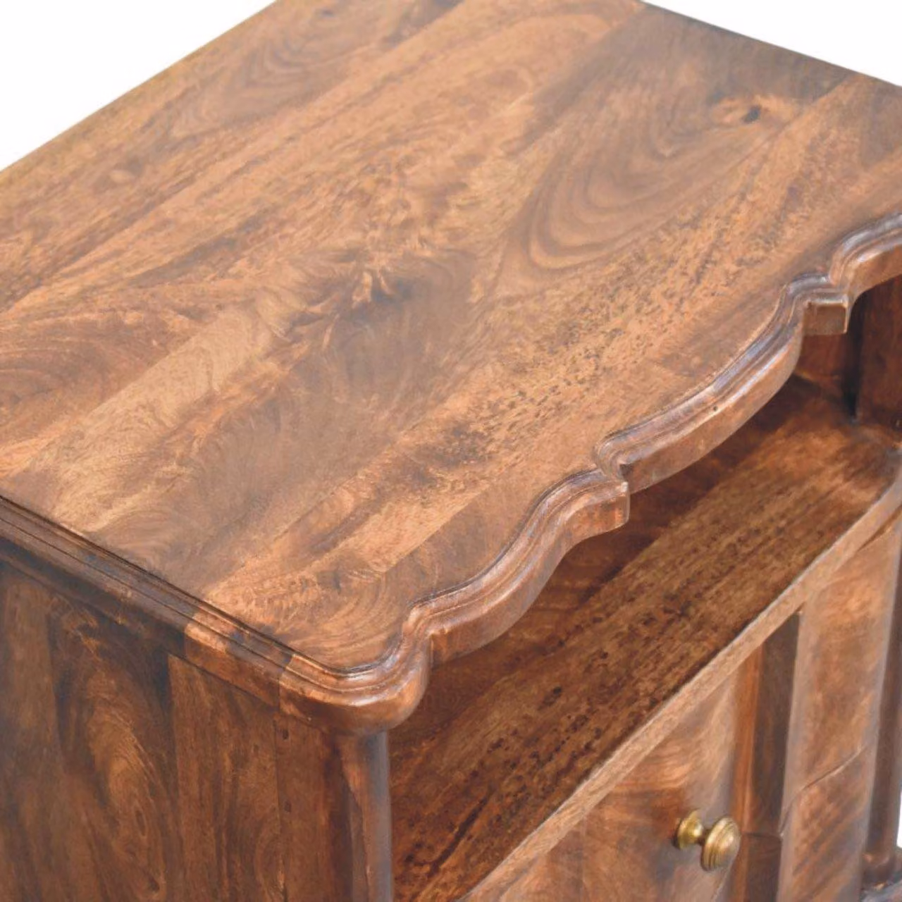Aosom UK Solid Mango Wood Bedside Table in Brown with Drawers and Open Shelf, W/D/H: 55 x 40 x 63 cm – 5