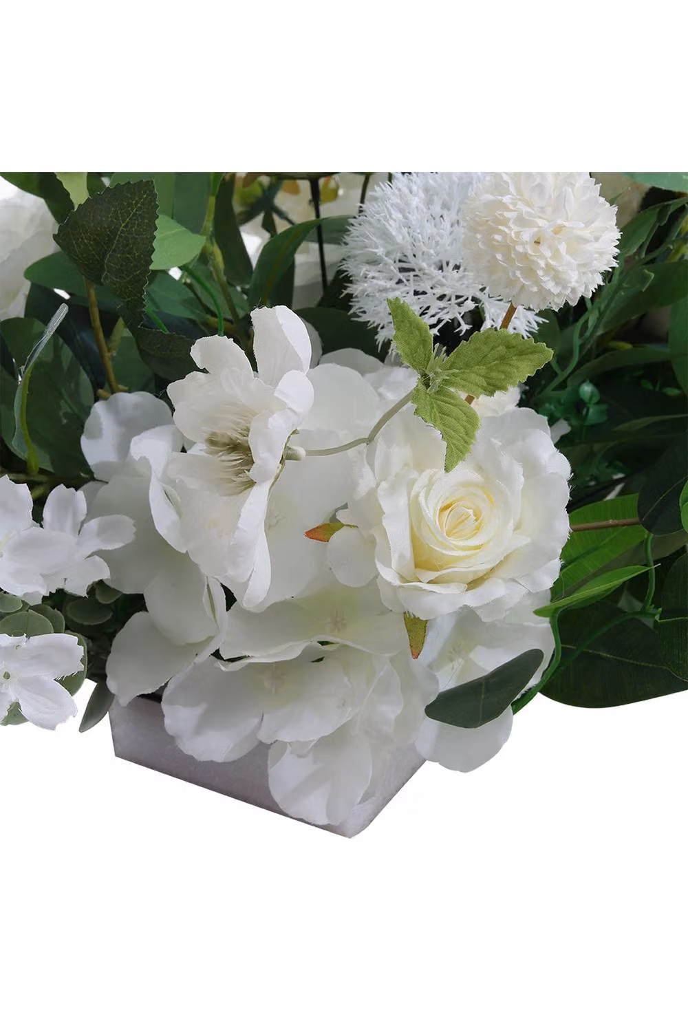 Garden Sanctuary White Artificial Silk Peony and Rose Wedding Aisle Floral Decor – 3