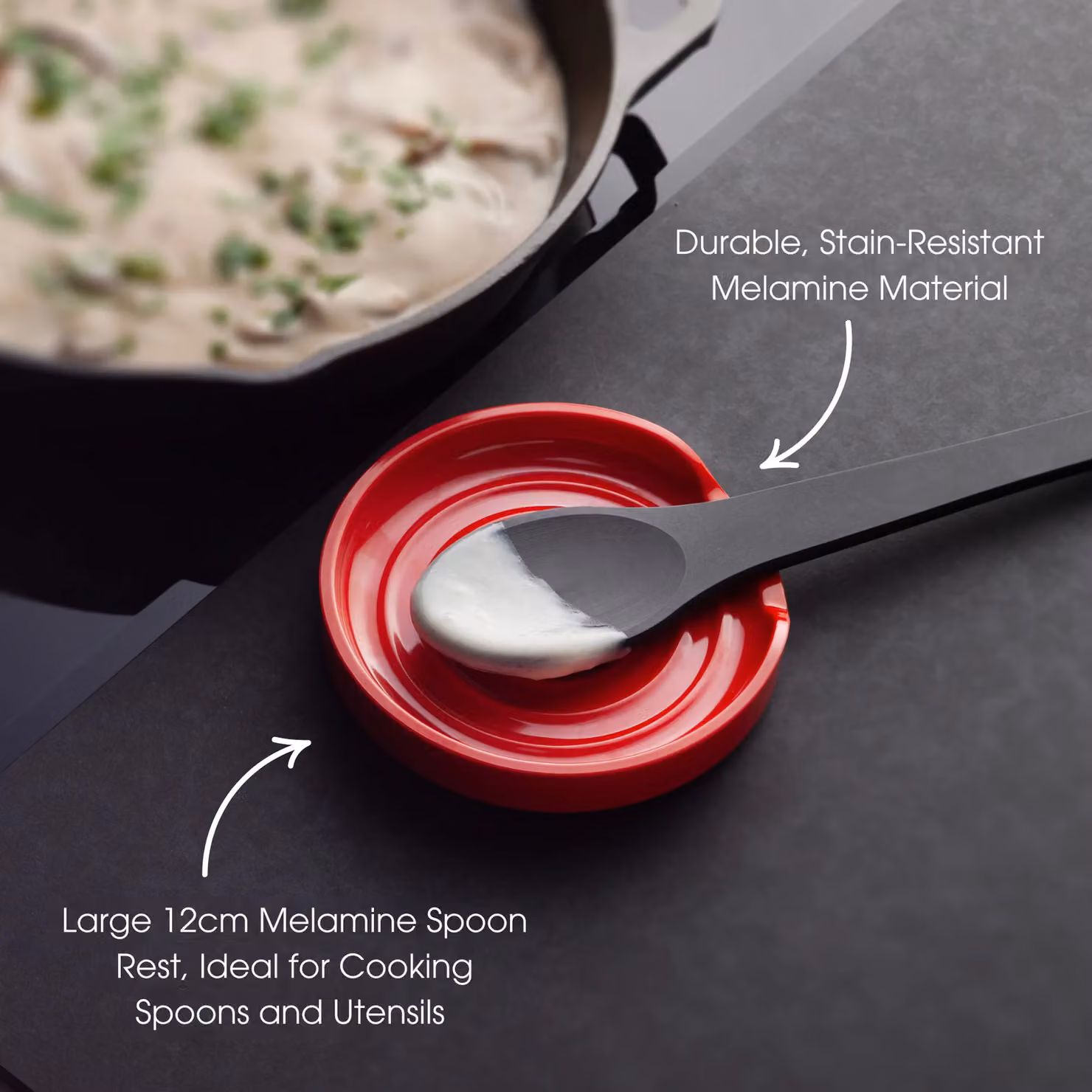 Zeal Melamine Circular Spoon Rest in Red, Diameter: 12 cm – 2