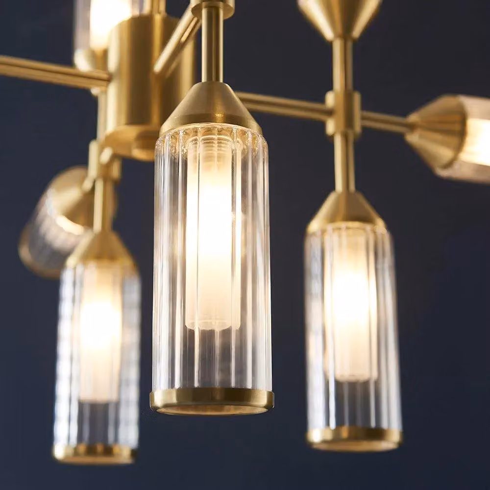 Netlighting TRIESTE Dimmable 12-Light Glass Ceiling Pendant in Yellow and Gold/Brass – 3