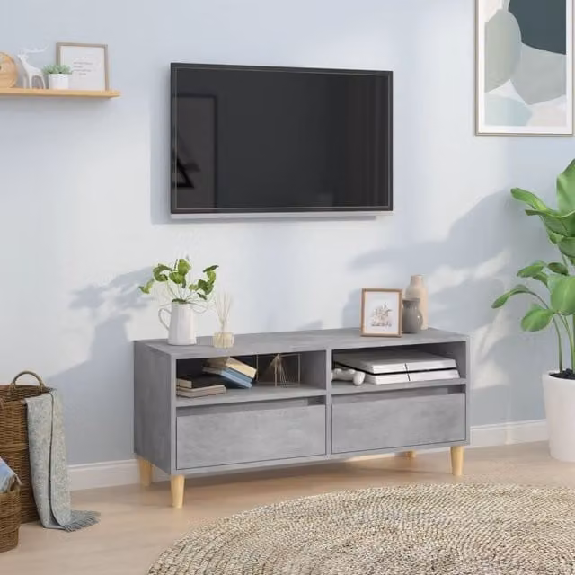 Berkfield Home TV Cabinet in Concrete Grey, W/D/H: 100 x 34.5 x 44.5 cm – 1