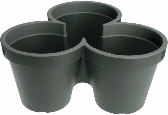 EONLION Stackable Plastic 3-Plant Flower Pot Holder in Green