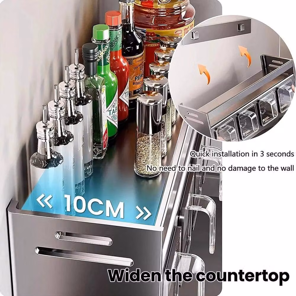 Havendro 5-Grid Metal Kitchen Spice and Sauce Rack in Matt Grey – 2