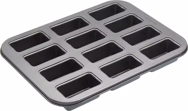 MasterClass Non-Stick Twelve Hole Mini Loaf Tin, Black Carbon Steel