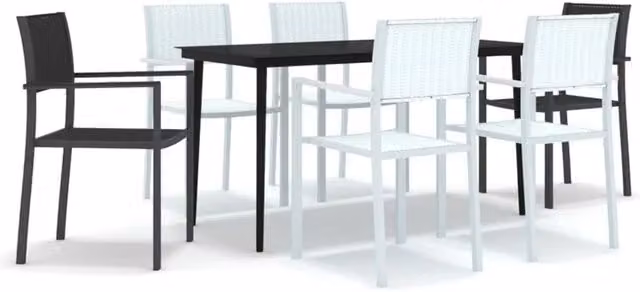 Berkfield Home 7 Piece Modern Garden Dining Set in Black and White – 1