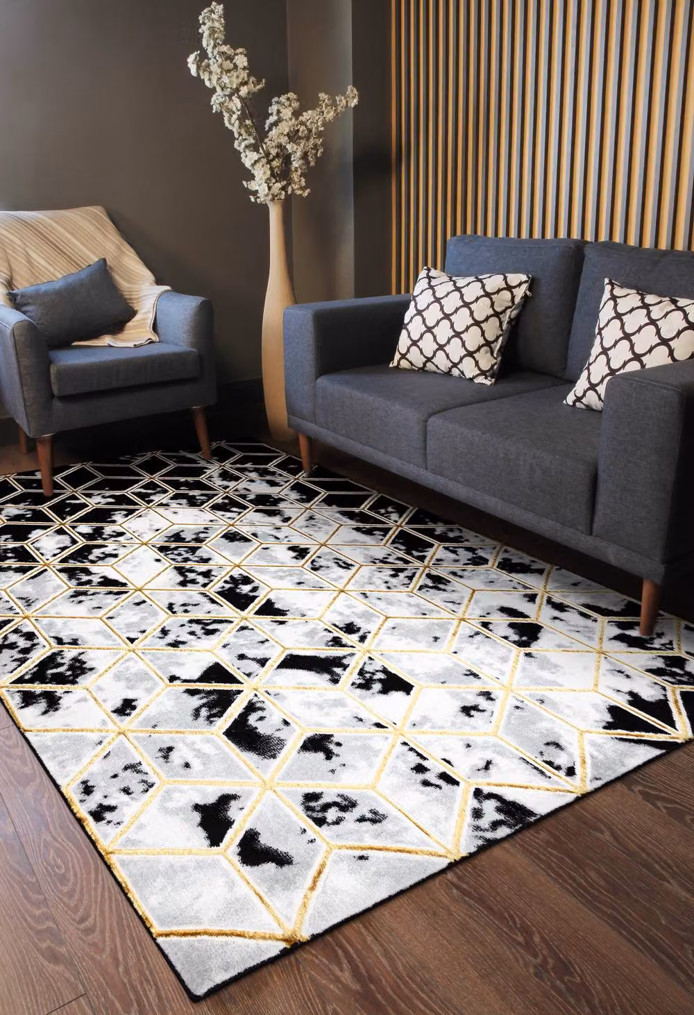 RugsX Allure Modern Geometric Rug in Black, W: 180 cm, D: 270 cm – 5