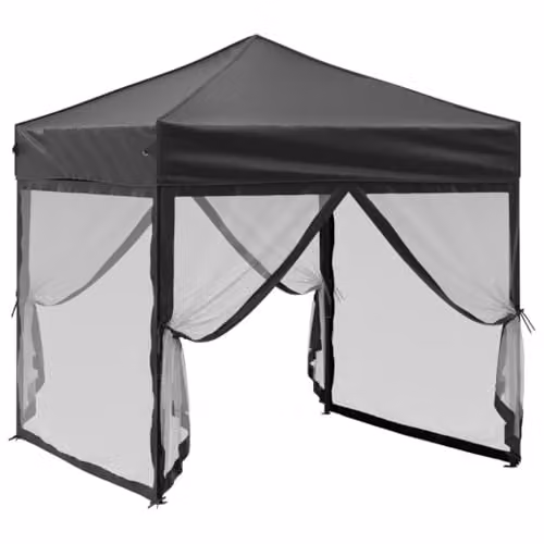 vidaXL Folding Party Tent with Sidewalls, Black, W/D: 2 x 2 m – 4