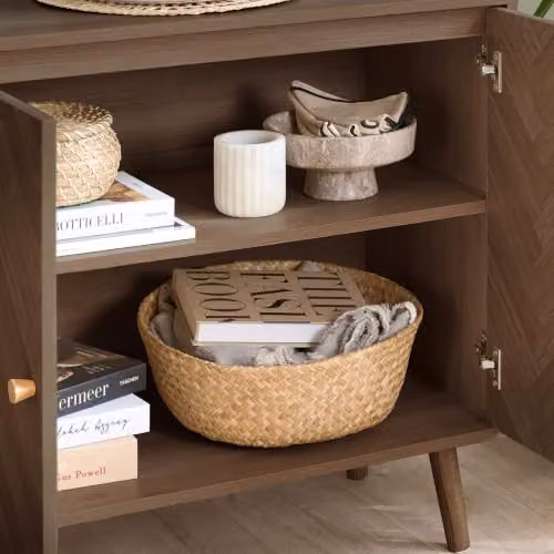 Birlea Herringford 2 Door Sideboard Storage Cabinet in Brown Walnut Parquet Design – 3
