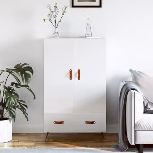 vidaXL Modern High Gloss White Highboard W/D/H: 69.5 x 31 x 115 cm – 2